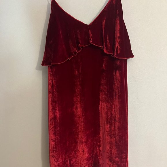 Alice + Olivia Size Small Red Velvet Bess Slip Dress - Picture 3 of 10